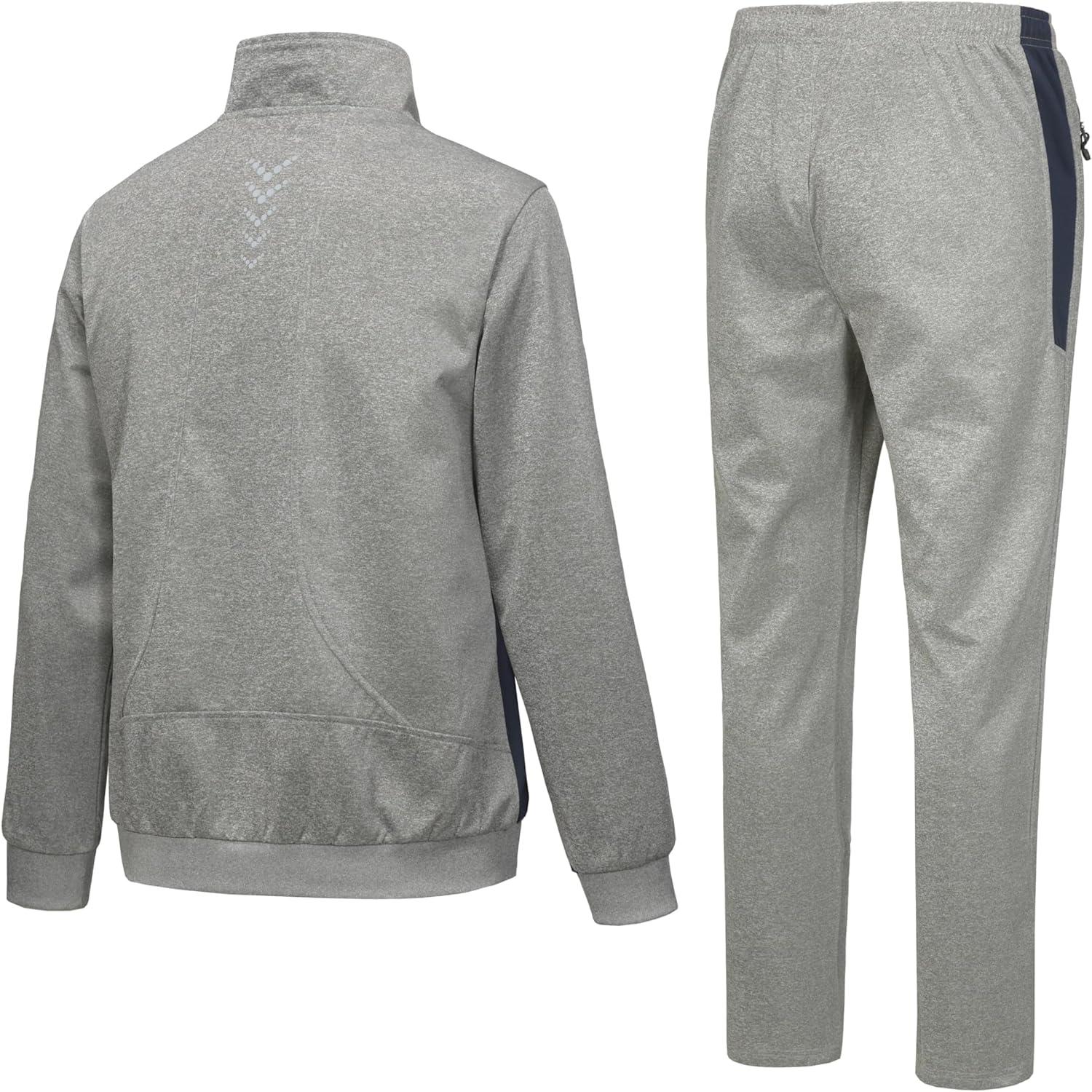 imageLittle Donkey Andy Mens Tracksuit Sweatsuits 2 Piece Set Athletic Jogging Gym Elasticity Activewear Sweat Track Suits SetsLight Grey