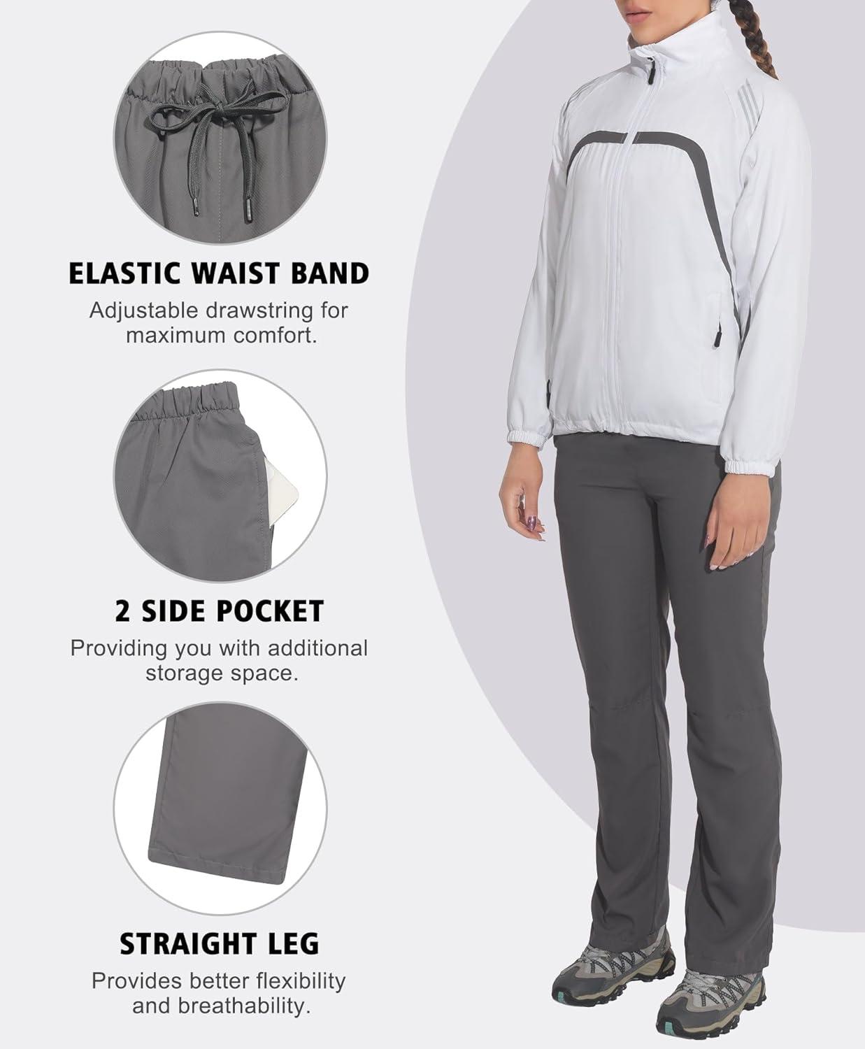 imageLittle Donkey Andy Women Track Suits 2 Piece Set Full ZipUp Jogger Tracksuit Set Lightweight Running Suits with Zip PocketsWhite