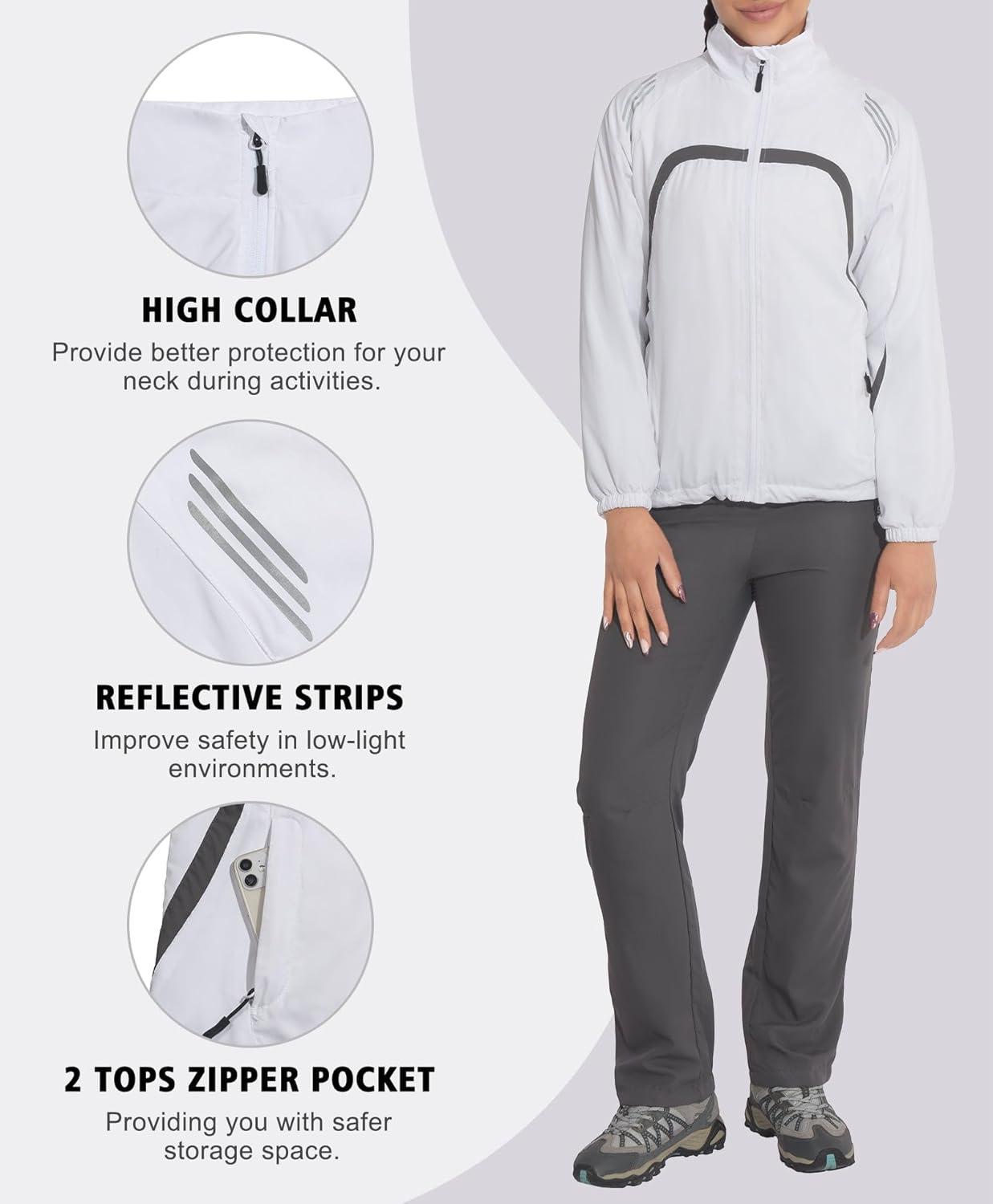 imageLittle Donkey Andy Women Track Suits 2 Piece Set Full ZipUp Jogger Tracksuit Set Lightweight Running Suits with Zip PocketsWhite