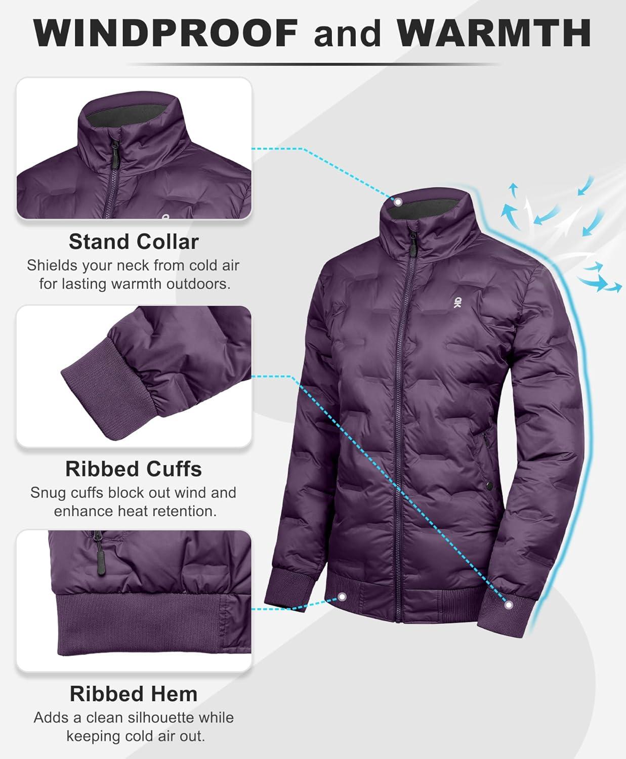 imageLittle Donkey Andy Womens Puffer Jacket Lightweight Quilted Jackets Winter Warm Light Stand Collar Jacket with 3 PocketsDark Purple
