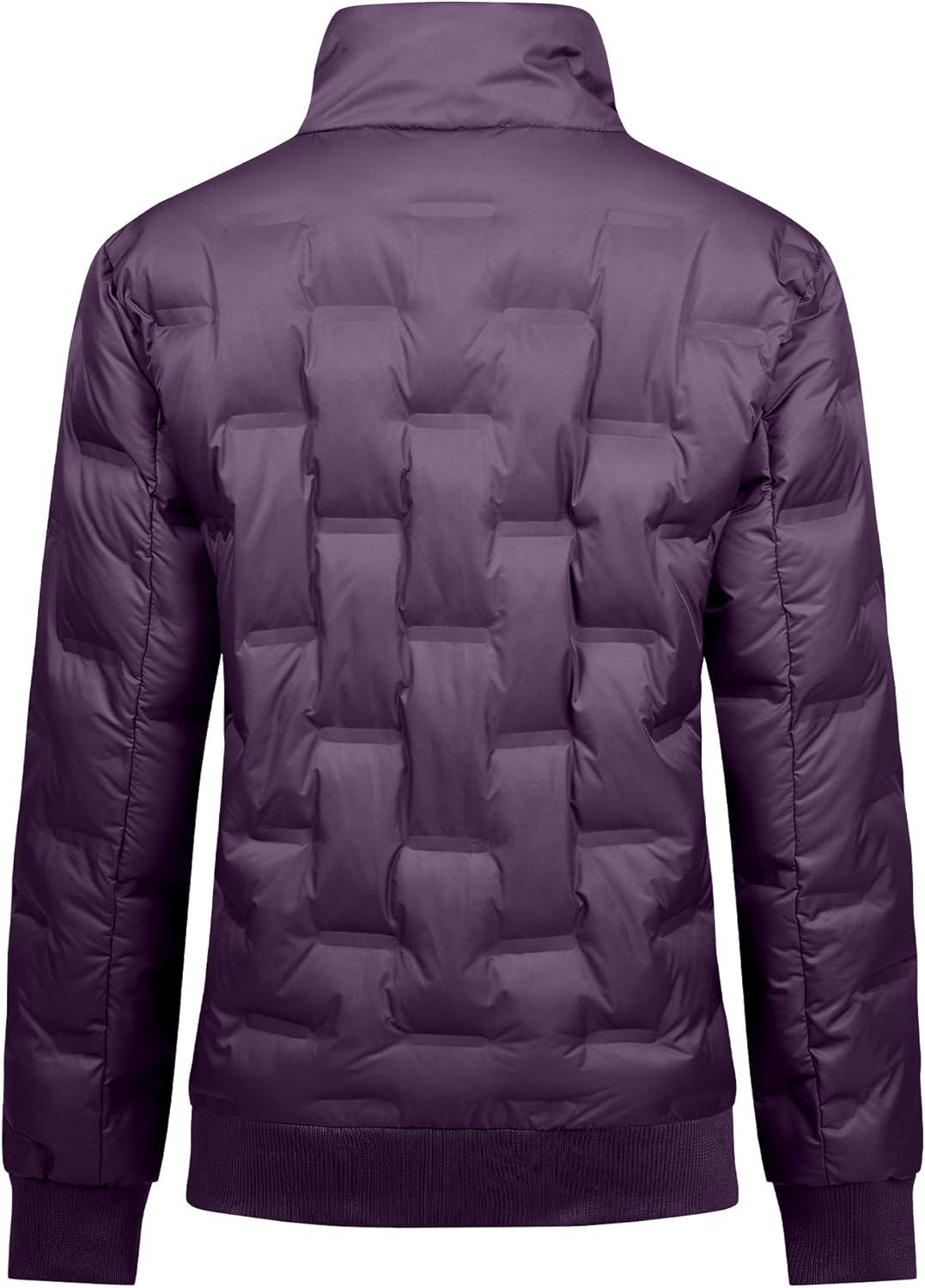 imageLittle Donkey Andy Womens Puffer Jacket Lightweight Quilted Jackets Winter Warm Light Stand Collar Jacket with 3 PocketsDark Purple