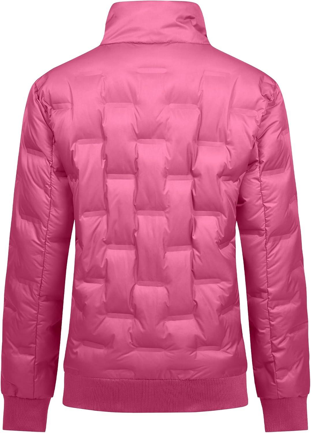 imageLittle Donkey Andy Womens Puffer Jacket Lightweight Quilted Jackets Winter Warm Light Stand Collar Jacket with 3 PocketsRose Red