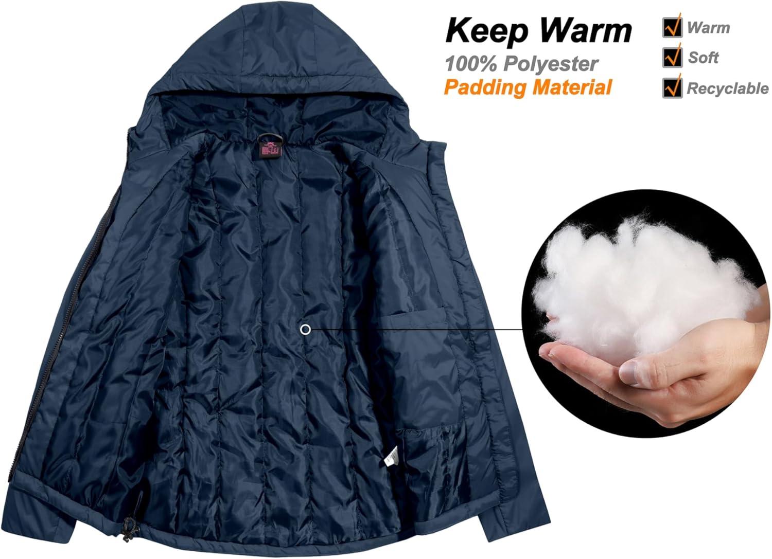 imageLittle Donkey Andy Womens Puffer Jacket Lightweight Windproof Warm for Hiking Travel Ski with Recycled InsulationBlue