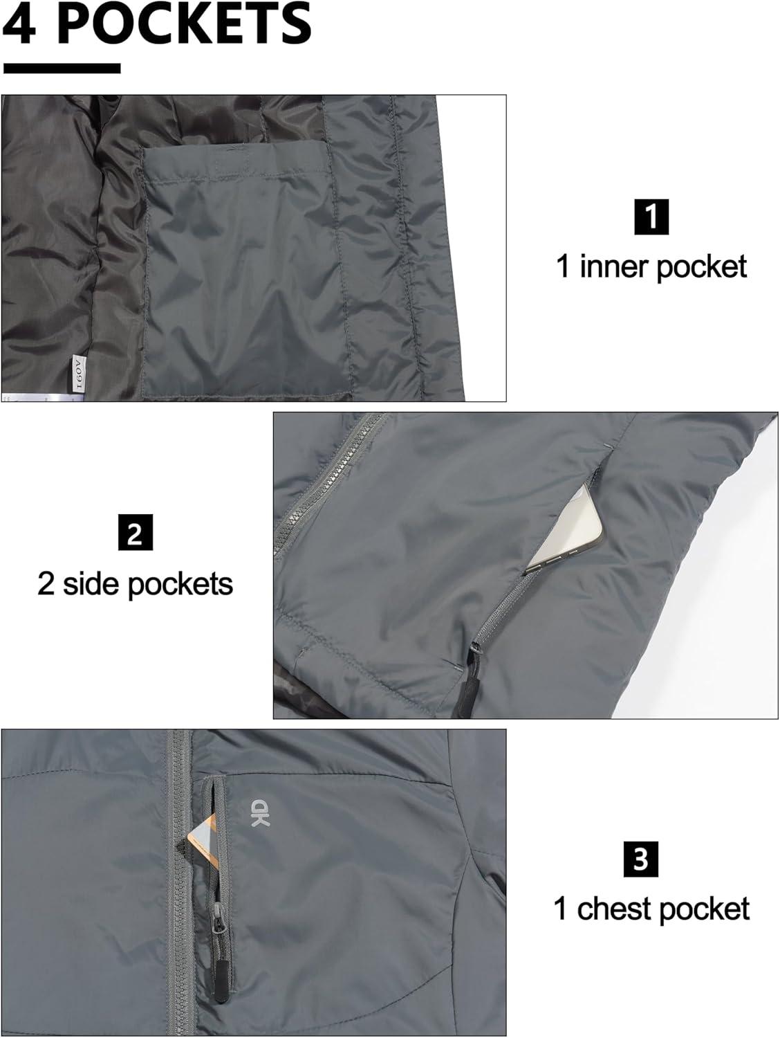 imageLittle Donkey Andy Womens Puffer Jacket Lightweight Windproof Warm for Hiking Travel Ski with Recycled InsulationGrey
