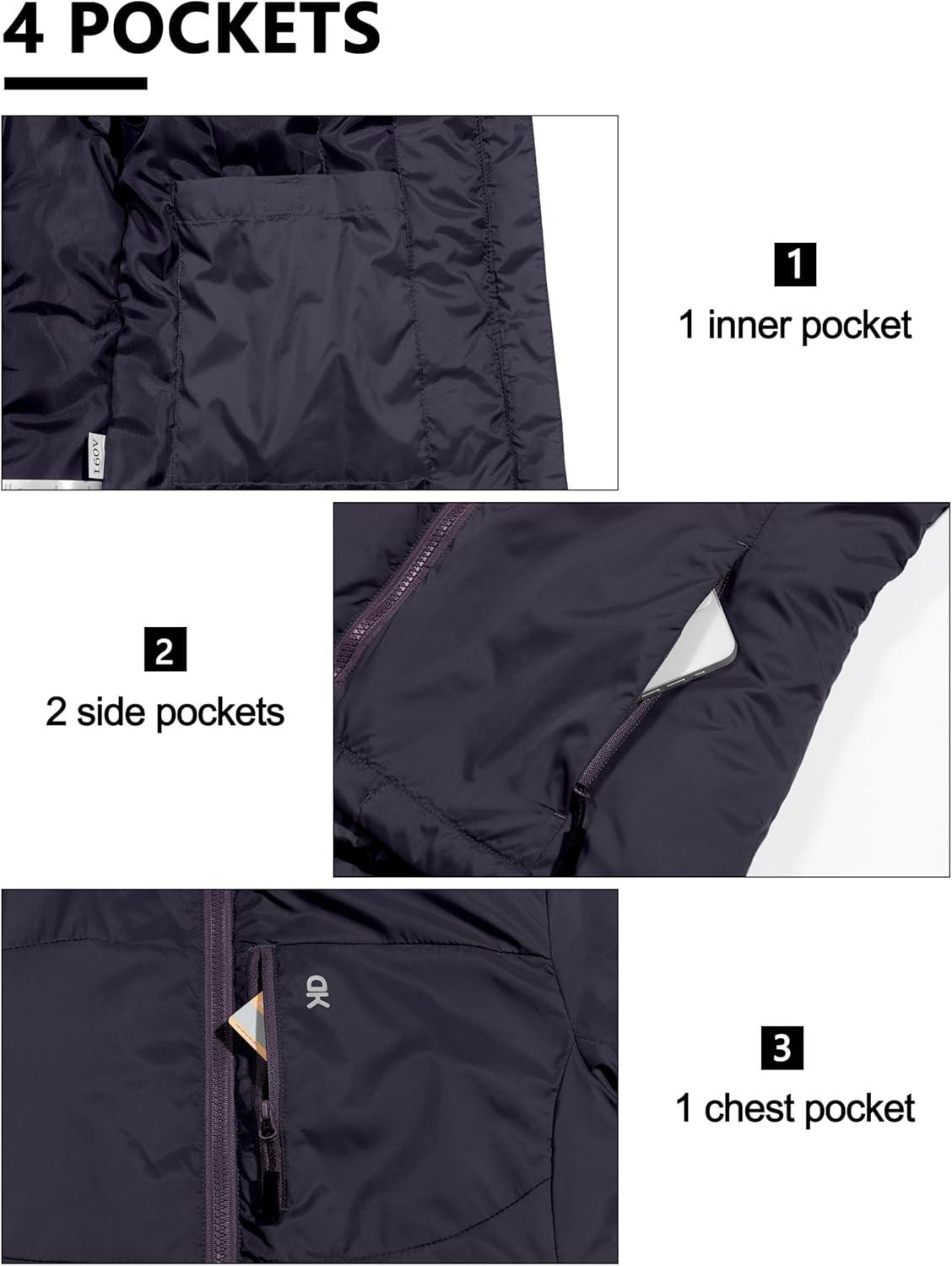 imageLittle Donkey Andy Womens Puffer Jacket Lightweight Windproof Warm for Hiking Travel Ski with Recycled InsulationPurple