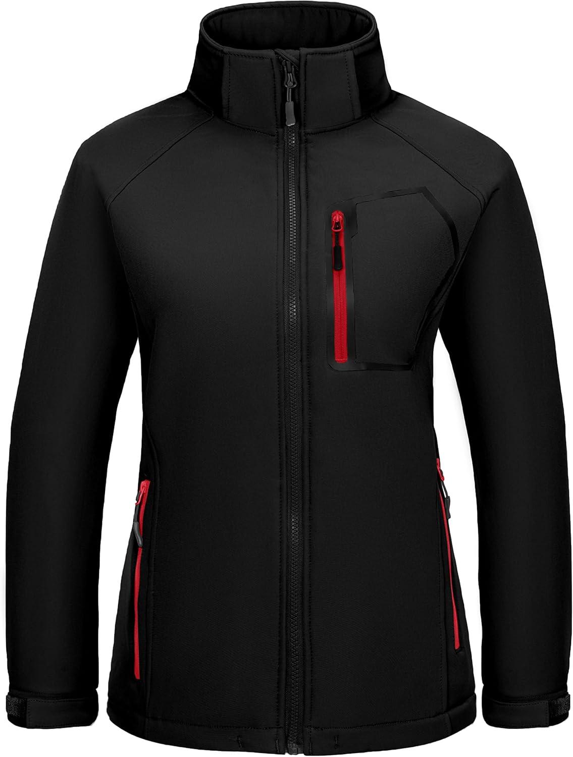 imageLittle Donkey Andy Womens Softshell Hiking Jackets Ski Snow Fleece Lined Lightweight Windproof Removable Hood