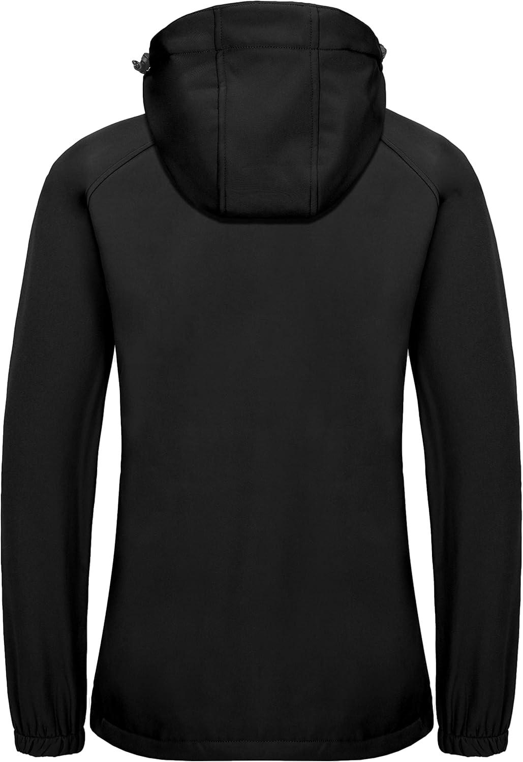 imageLittle Donkey Andy Womens Softshell Hiking Jackets Ski Snow Fleece Lined Lightweight Windproof Removable Hood