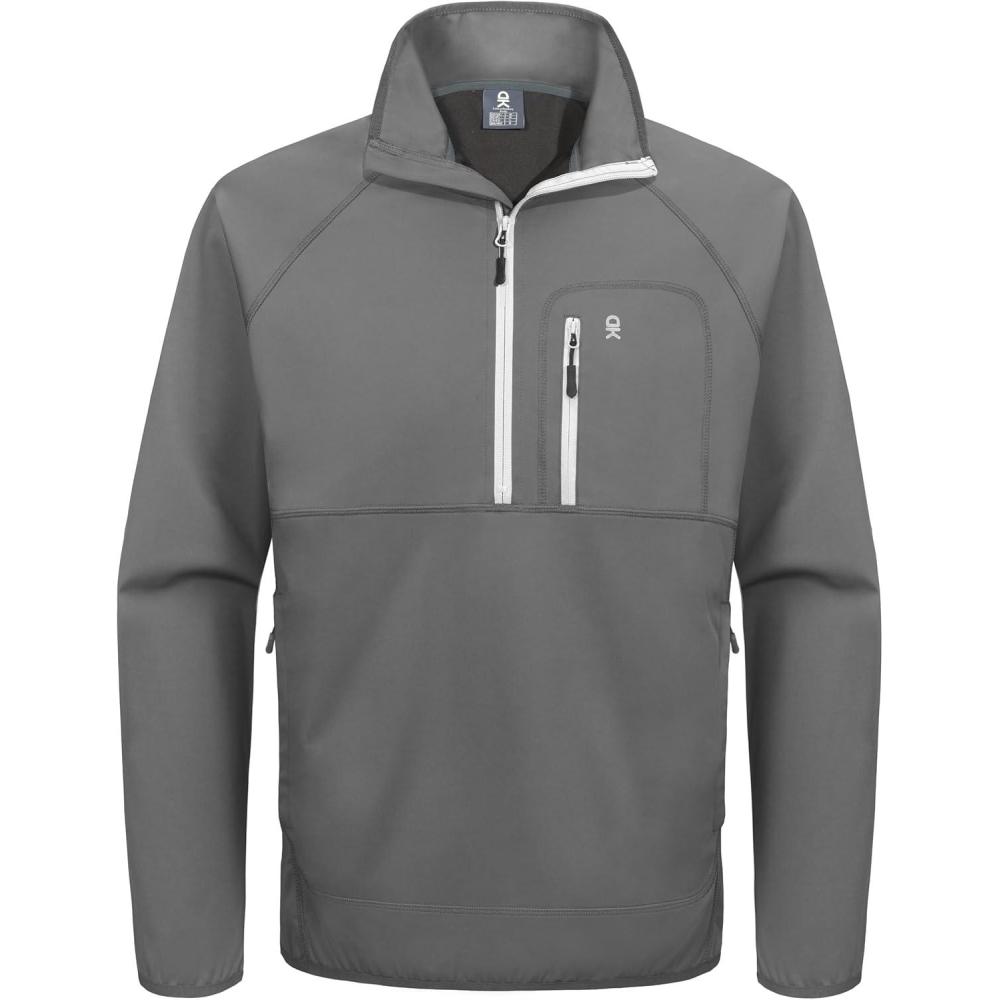 imageLittle Donkey Andy Mens 14 Zip Pullover Golf Sweatshirts Waterproof Long Sleeve Athletic Shirts with 3 Pockets for MTBGrey