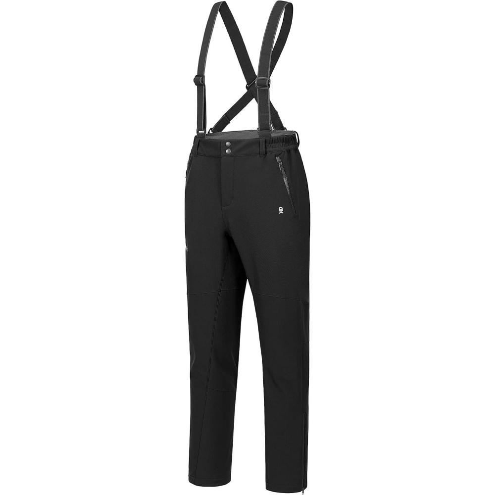 imageLittle Donkey Andy Mens Skiing Bibs Fleece Lined Snow Pants Winter WaterRepellent Snowboard Pants with SuspendersBlack