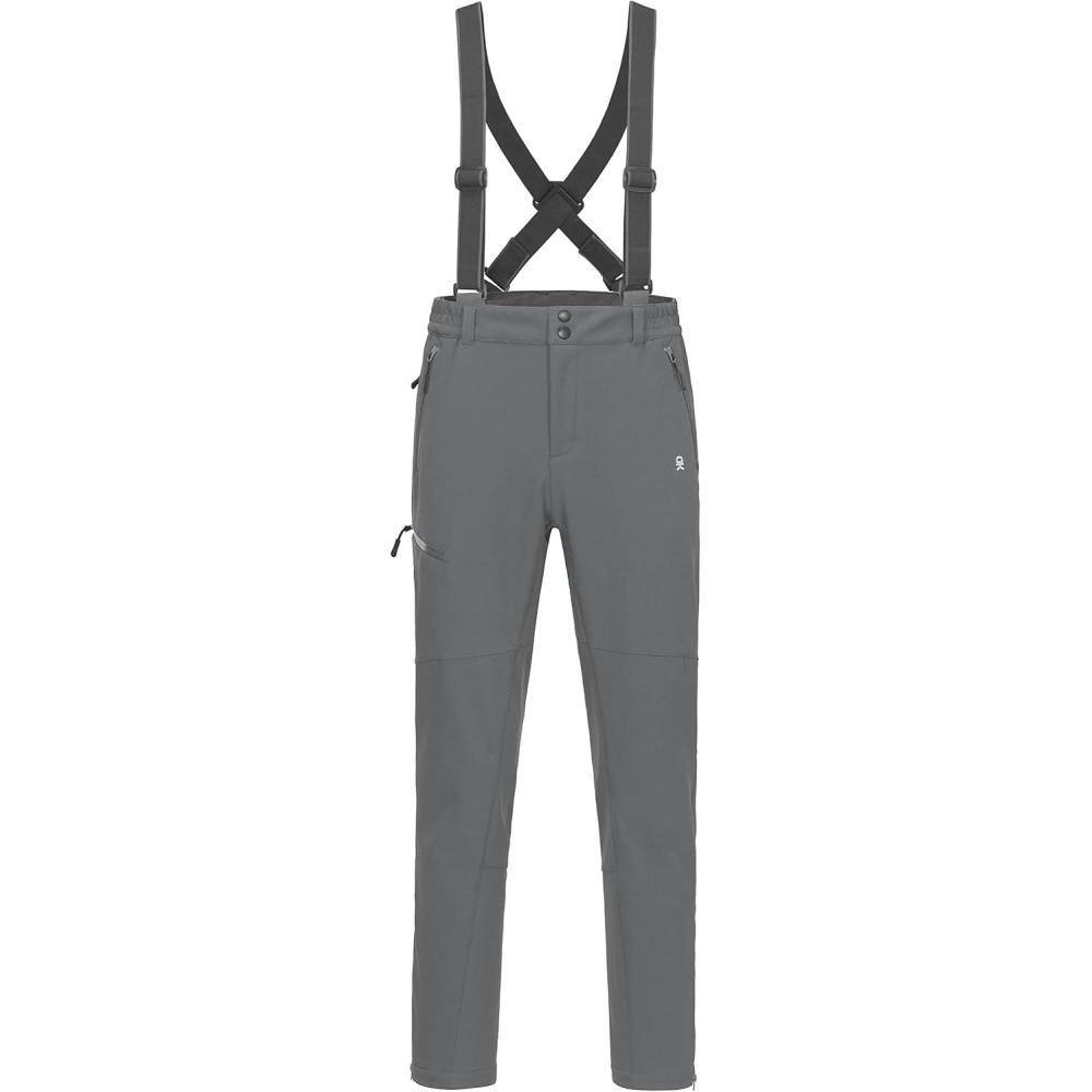 imageLittle Donkey Andy Mens Skiing Bibs Fleece Lined Snow Pants Winter WaterRepellent Snowboard Pants with SuspendersGray