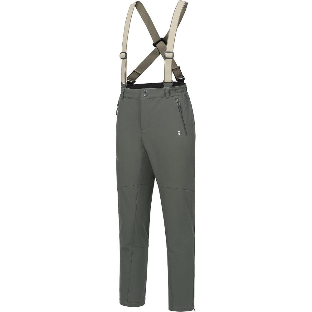 imageLittle Donkey Andy Mens Skiing Bibs Fleece Lined Snow Pants Winter WaterRepellent Snowboard Pants with SuspendersIvy Green