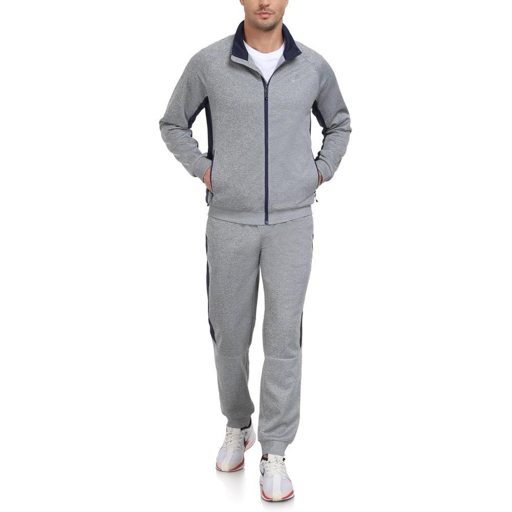 imageLittle Donkey Andy Mens Tracksuit Sweatsuits 2 Piece Set Athletic Jogging Gym Elasticity Activewear Sweat Track Suits SetsRaglanlight Grey
