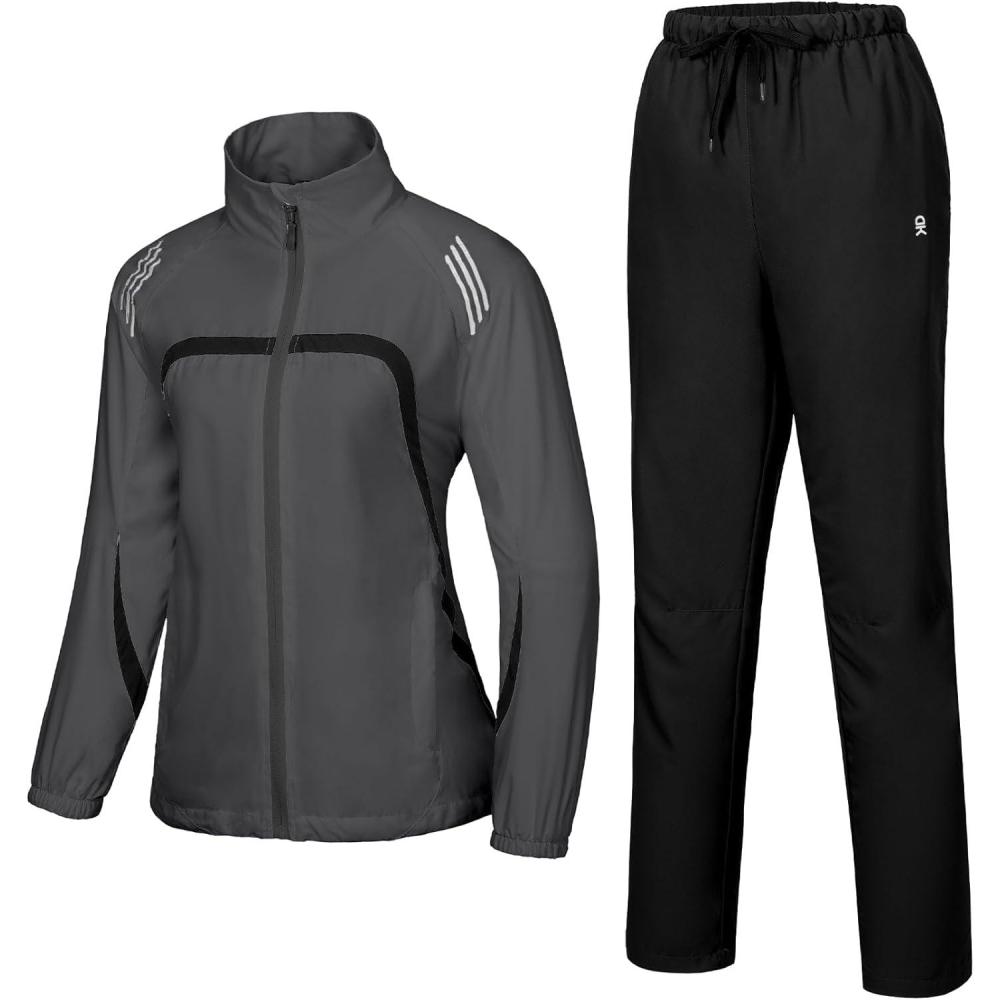 imageLittle Donkey Andy Women Track Suits 2 Piece Set Full ZipUp Jogger Tracksuit Set Lightweight Running Suits with Zip PocketsGray