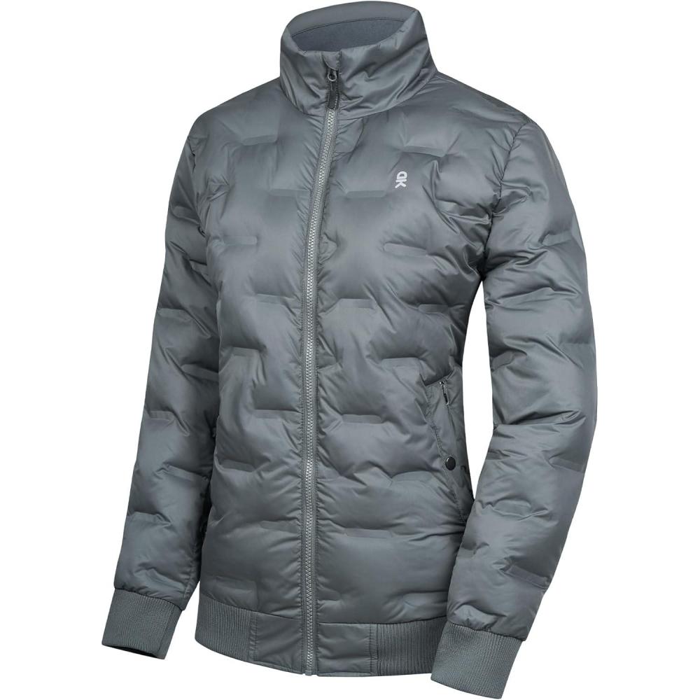 imageLittle Donkey Andy Womens Puffer Jacket Lightweight Quilted Jackets Winter Warm Light Stand Collar Jacket with 3 PocketsIron Gray
