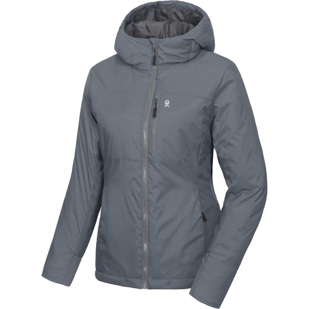 imageLittle Donkey Andy Womens Puffer Jacket Lightweight Windproof Warm for Hiking Travel Ski with Recycled InsulationGrey