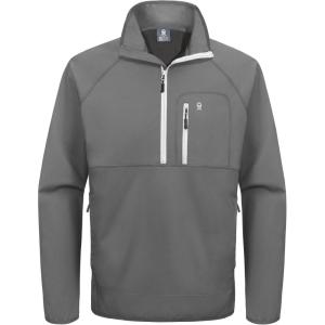 Little Donkey Andy Men’s 1/4 Zip Pullover Golf Sweatshirts Waterproof Long Sleeve Athletic Shirts with 3 Pockets for MTB(Grey)