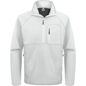 Little Donkey Andy Men’s 1/4 Zip Pullover Golf Sweatshirts Waterproof Long Sleeve Athletic Shirts with 3 Pockets for MTB(White)