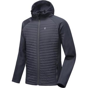Little Donkey Andy Men’s Insulated Hiking Jacket, Hooded Thermal Running Hybrid Jacket(Hooded-gray)