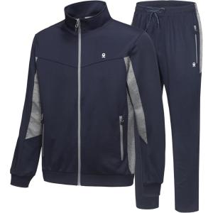 Little Donkey Andy Men’s Tracksuit Sweatsuits 2 Piece Set Athletic Jogging Gym Elasticity Activewear Sweat Track Suits Sets(Navy)
