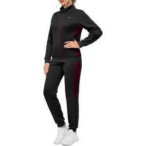 Little Donkey Andy Women’s Tracksuit Set 2 Piece Sweatsuit Outfits Long Sleeve Zip Up Lounge Jogger Set with Zipper Pocket(Raglan-black)