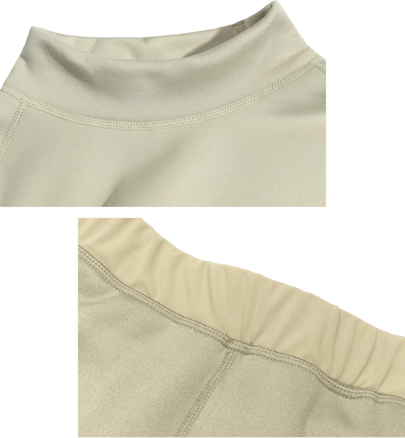 imageDasawamedh Womens Fleece Thermal Underwear Set Lightweight Warm Base Layers Long Johns for Hiking Skiing DivingA Light Khaki