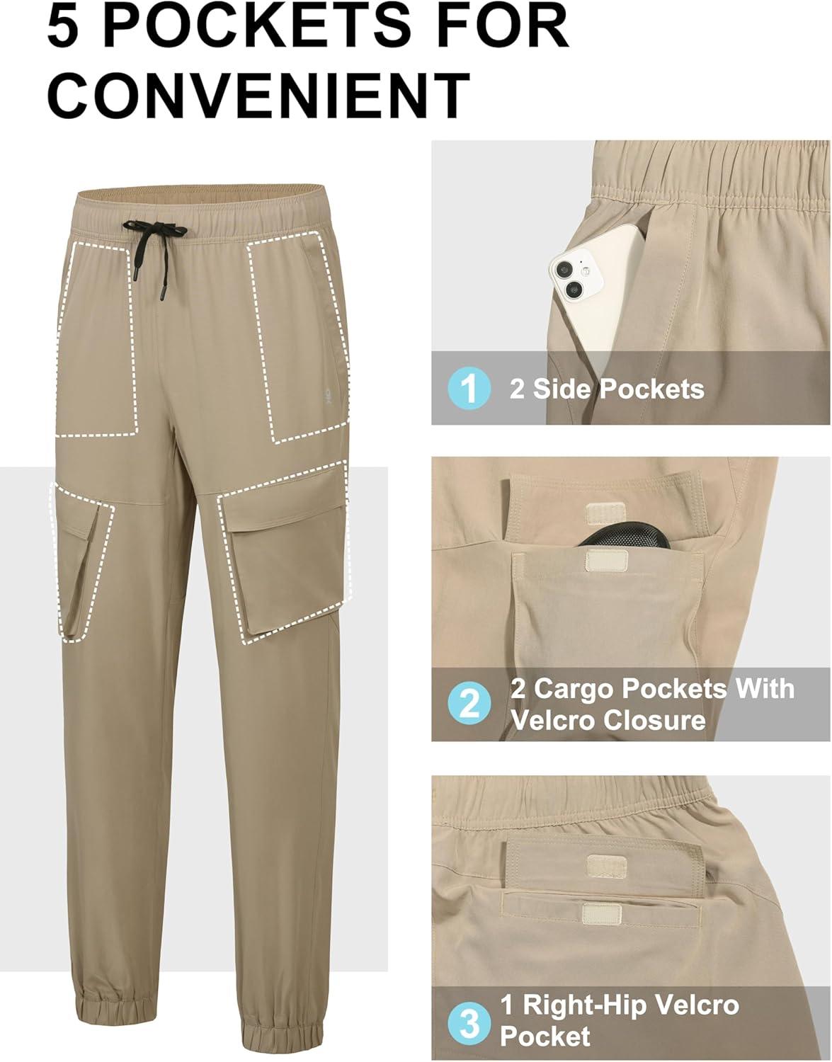 imageLittle Donkey Andy Mens Hiking Pants Lightweight Quick Dry Outdoor Running Cargo