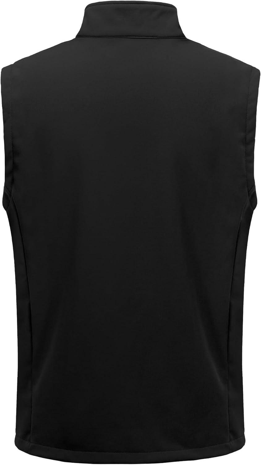 imageLittle Donkey Andy Mens Lightweight Fleece Softshell Vest Windproof Sleeveless Jacket Outerwear with Zipper PocketsBlack