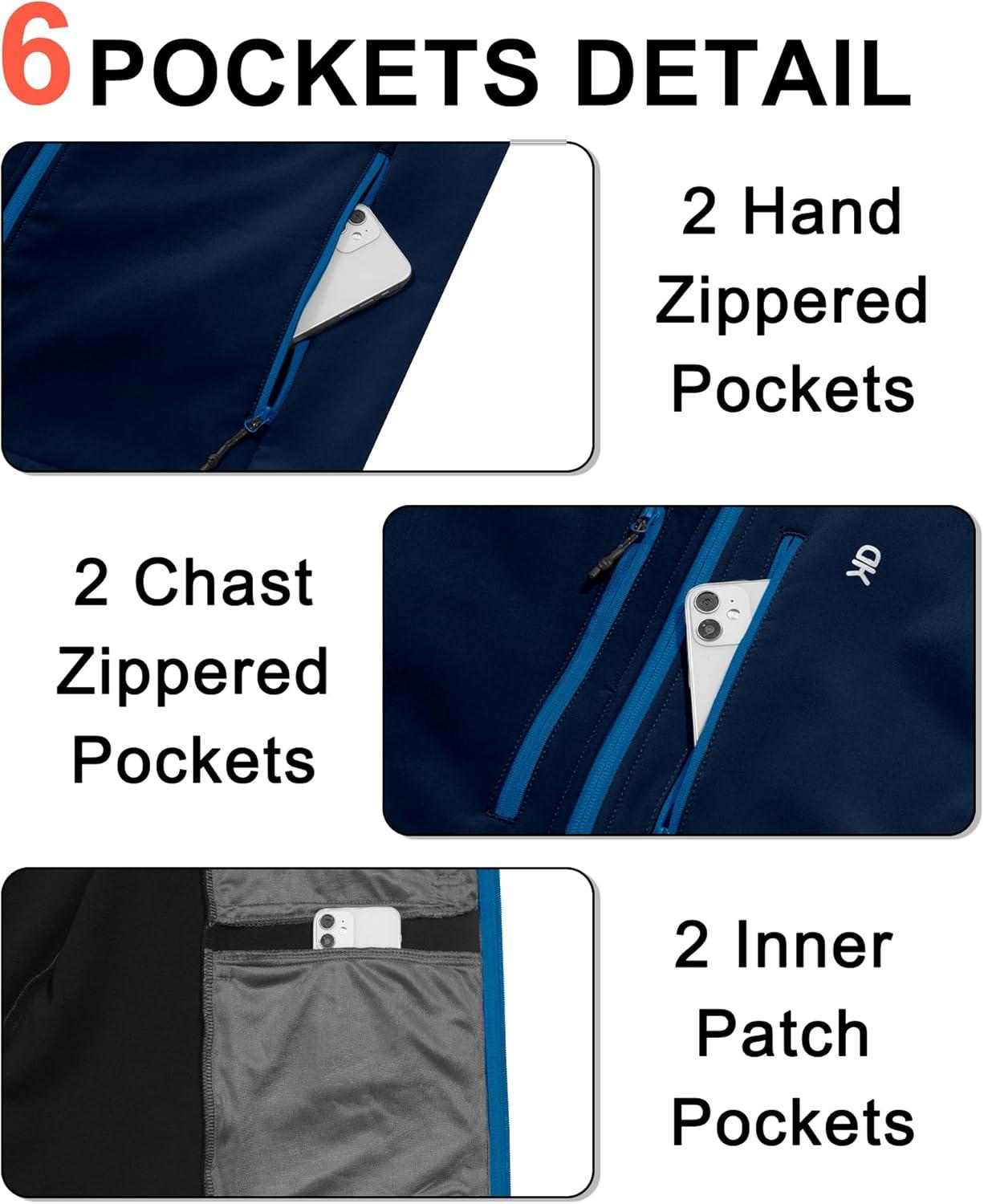 imageLittle Donkey Andy Mens Lightweight Fleece Softshell Vest Windproof Sleeveless Jacket Outerwear with Zipper PocketsBlue