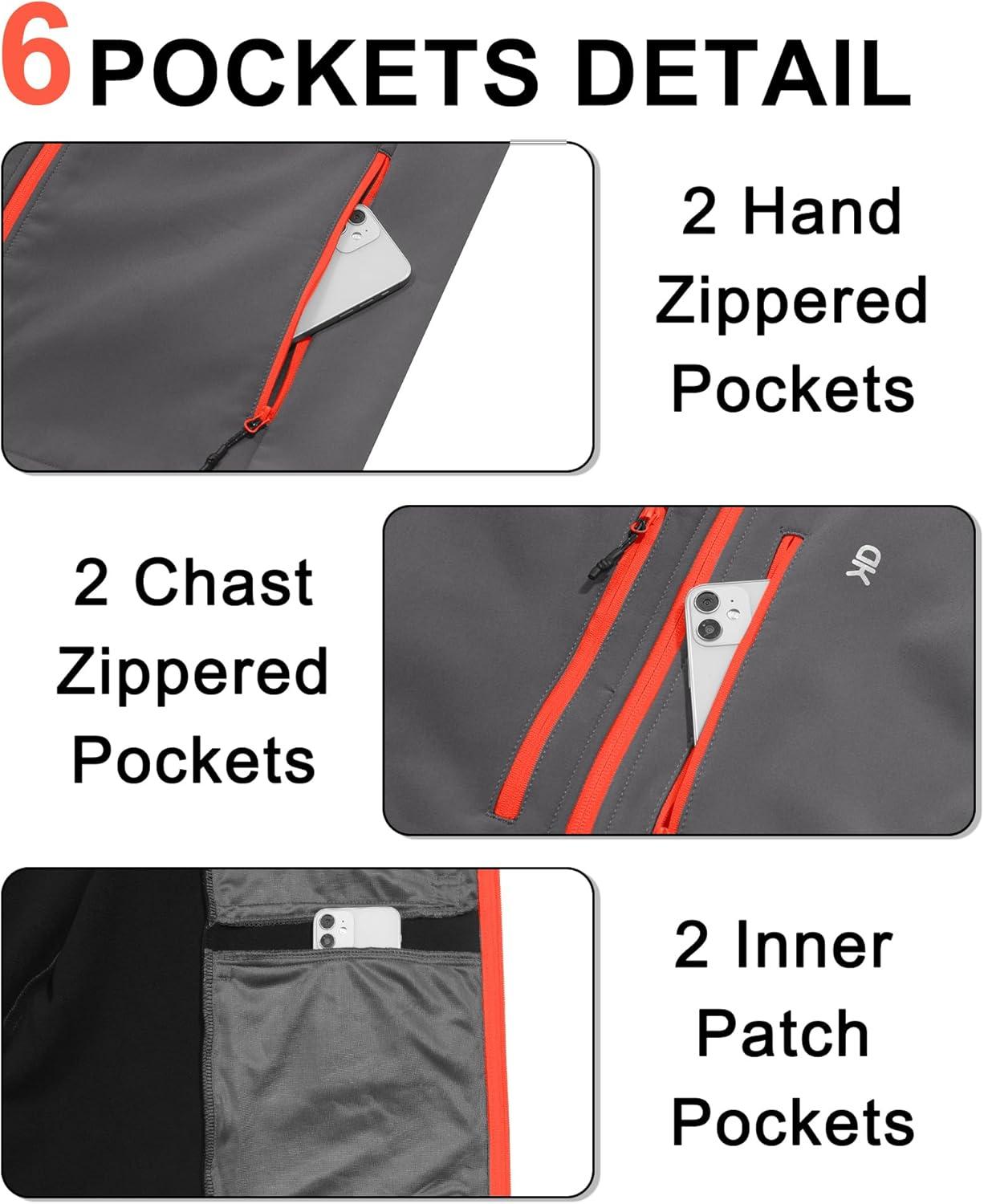imageLittle Donkey Andy Mens Lightweight Fleece Softshell Vest Windproof Sleeveless Jacket Outerwear with Zipper PocketsGrey