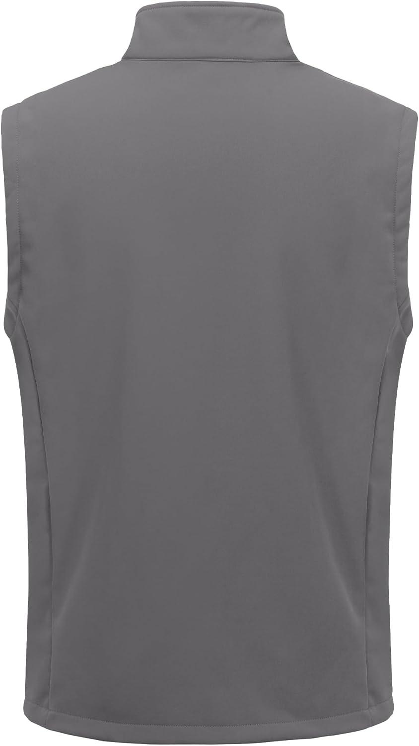 imageLittle Donkey Andy Mens Lightweight Fleece Softshell Vest Windproof Sleeveless Jacket Outerwear with Zipper PocketsGrey