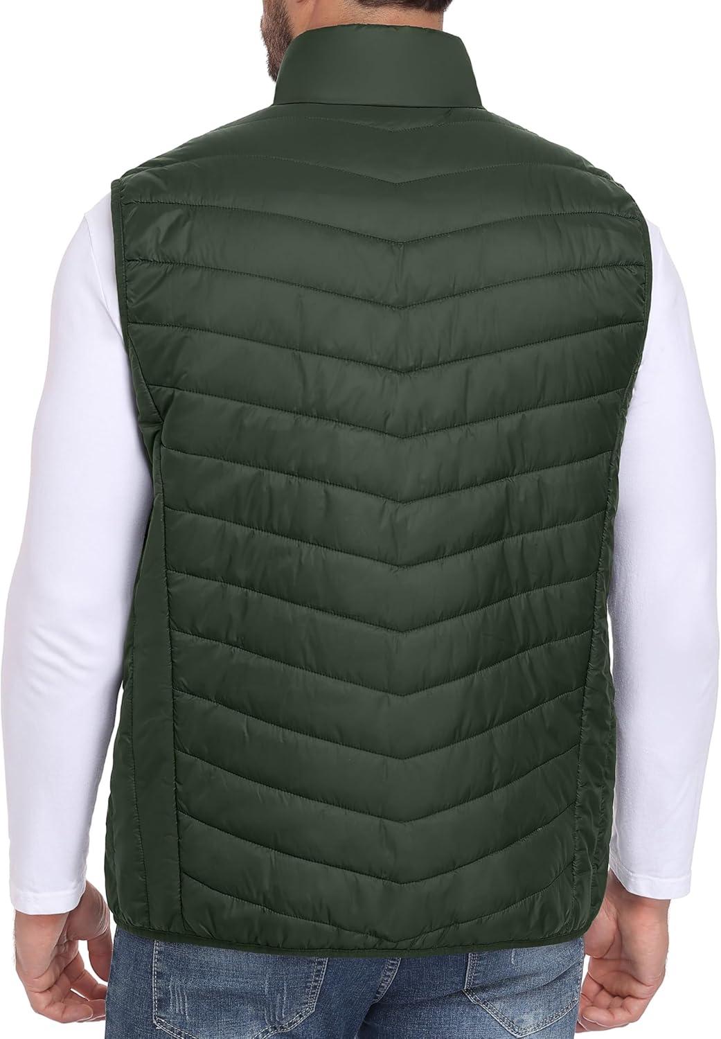 imageLittle Donkey Andy Mens Lightweight Packable Puffer Vest Outerwear Warm Quilted Sleeveless Jacket for Golf Running CasualDark Green