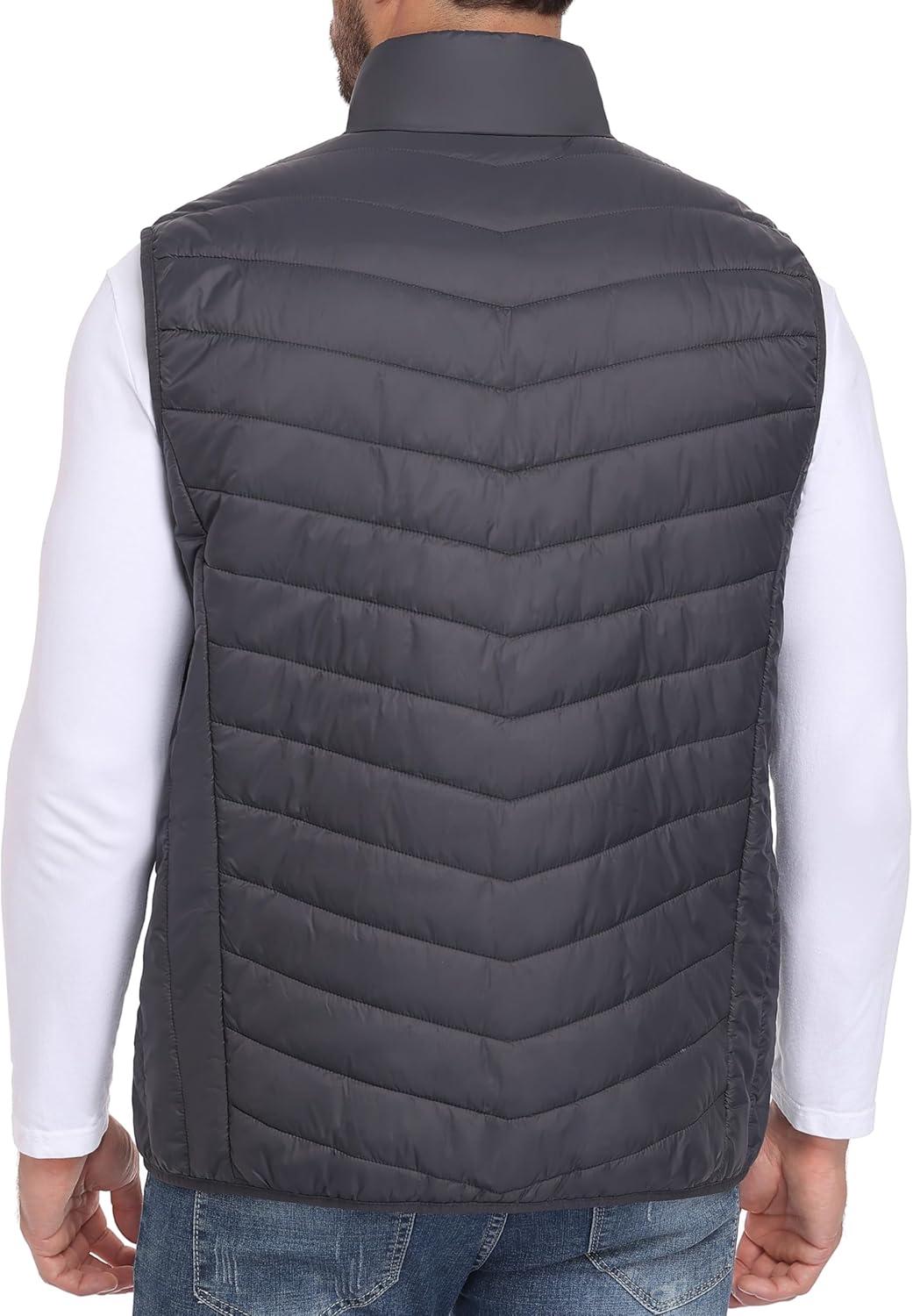 imageLittle Donkey Andy Mens Lightweight Packable Puffer Vest Outerwear Warm Quilted Sleeveless Jacket for Golf Running CasualGrey