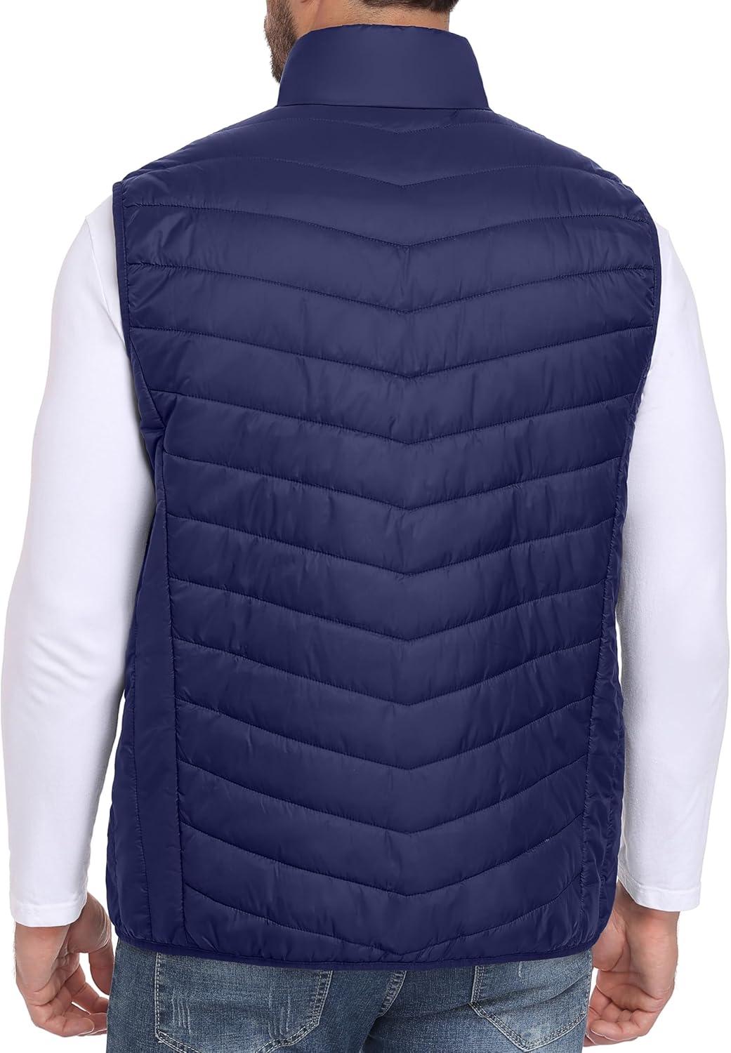 imageLittle Donkey Andy Mens Lightweight Packable Puffer Vest Outerwear Warm Quilted Sleeveless Jacket for Golf Running CasualNavy