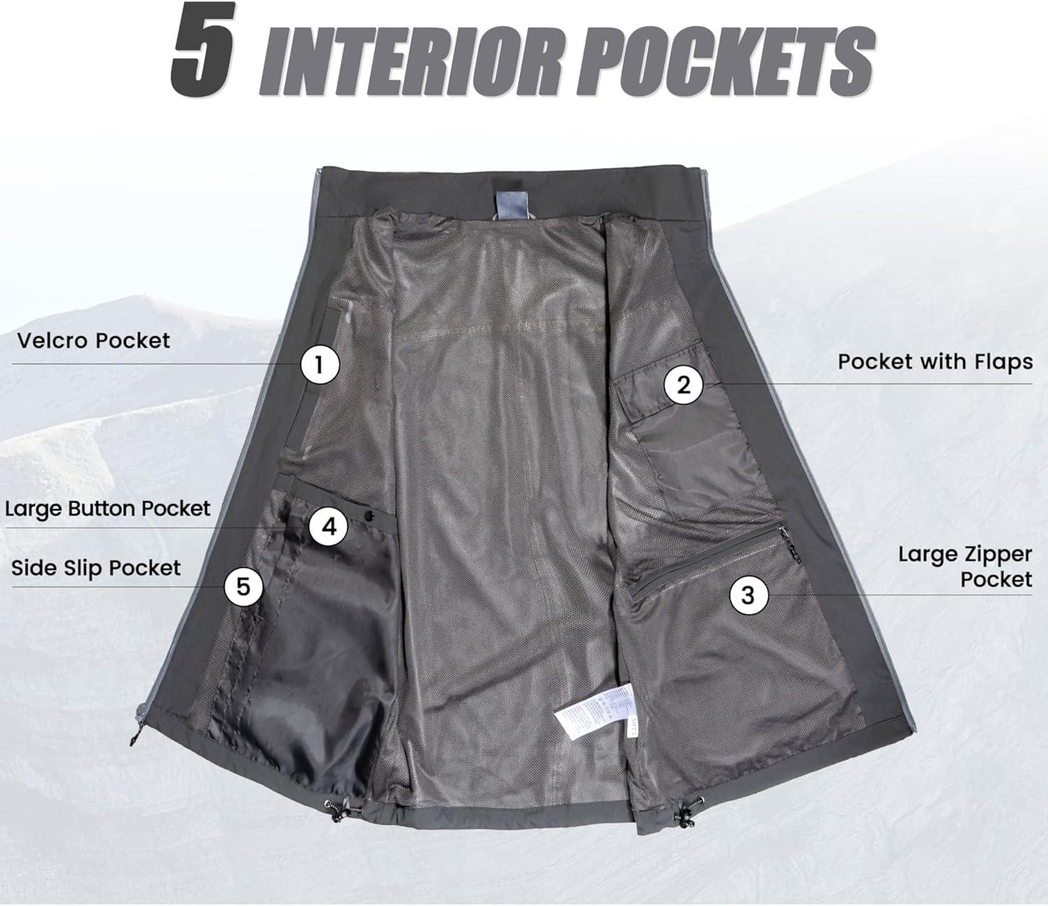imageLittle Donkey Andy Mens Lightweight Quick Dry Vest Windproof Sleeveless Jacket with 11 Pockets for Travel Fishing HikingDark Grey