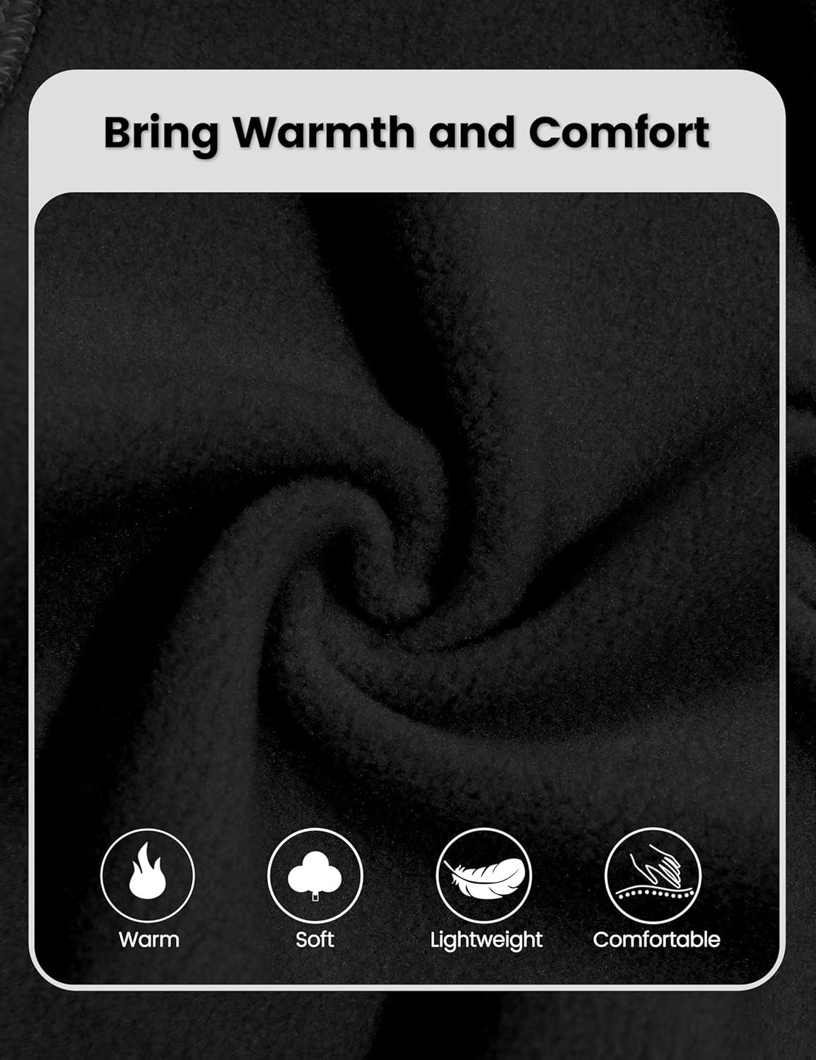 imageLittle Donkey Andy Mens Lightweight Running Warm Jacket Full Zip Fleece Lined Windproof Jacket for Outdoor CasualPure Black