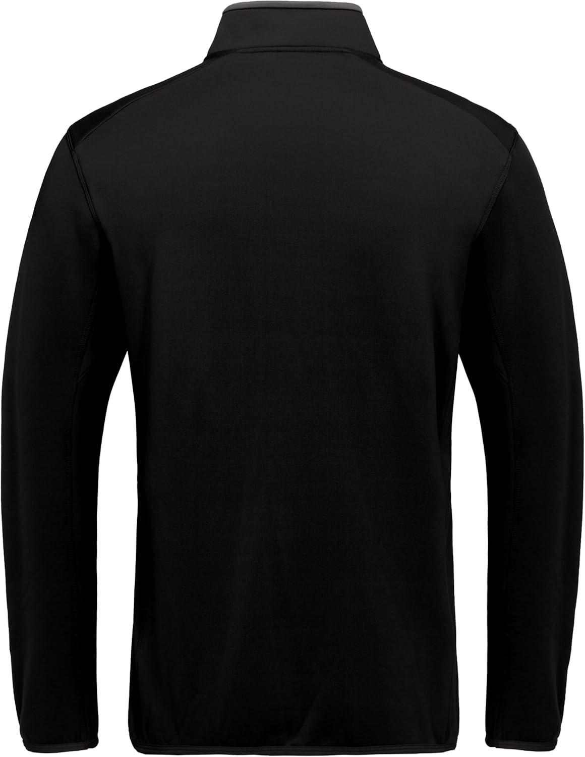imageLittle Donkey Andy Mens Lightweight Running Warm Jacket Full Zip Fleece Lined Windproof Jacket for Outdoor CasualPure Black