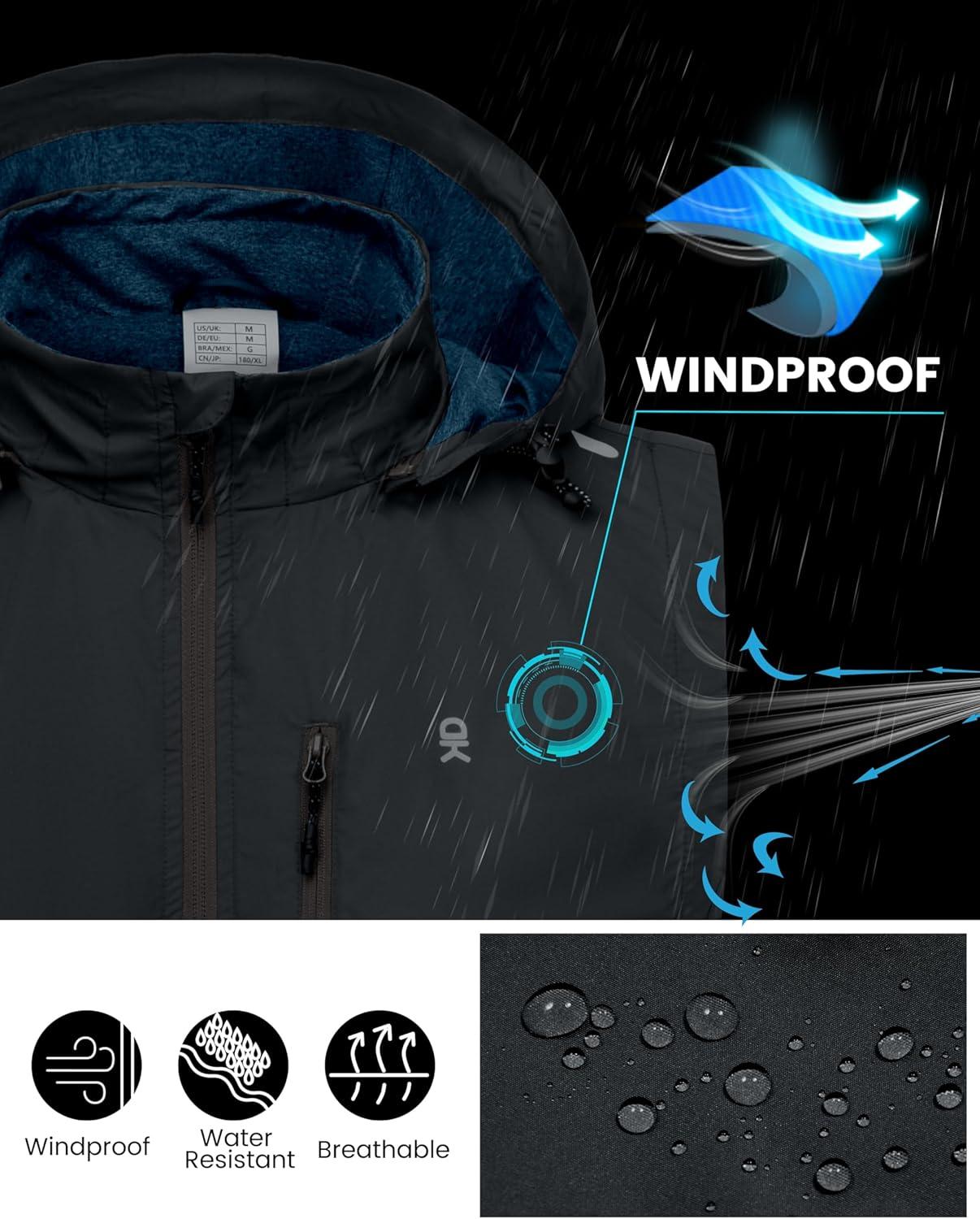 imageLittle Donkey Andy Mens Lightweight Softshell Vest Detachable Hood Windproof Golf Sleeveless Jacket for Hiking RunningBlack