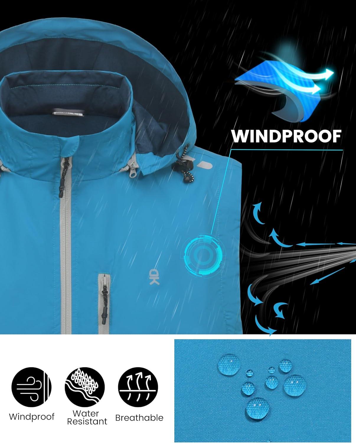 imageLittle Donkey Andy Mens Lightweight Softshell Vest Detachable Hood Windproof Golf Sleeveless Jacket for Hiking RunningBlue