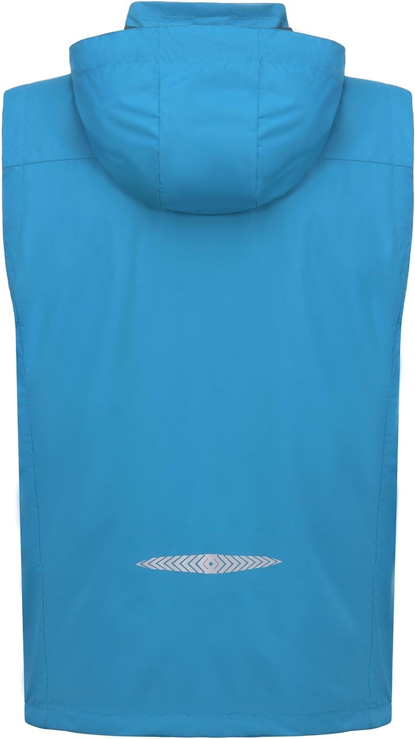 imageLittle Donkey Andy Mens Lightweight Softshell Vest Detachable Hood Windproof Golf Sleeveless Jacket for Hiking RunningBlue
