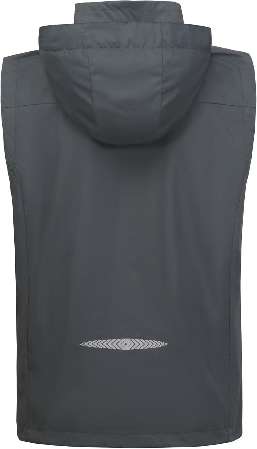 imageLittle Donkey Andy Mens Lightweight Softshell Vest Detachable Hood Windproof Golf Sleeveless Jacket for Hiking RunningGrey