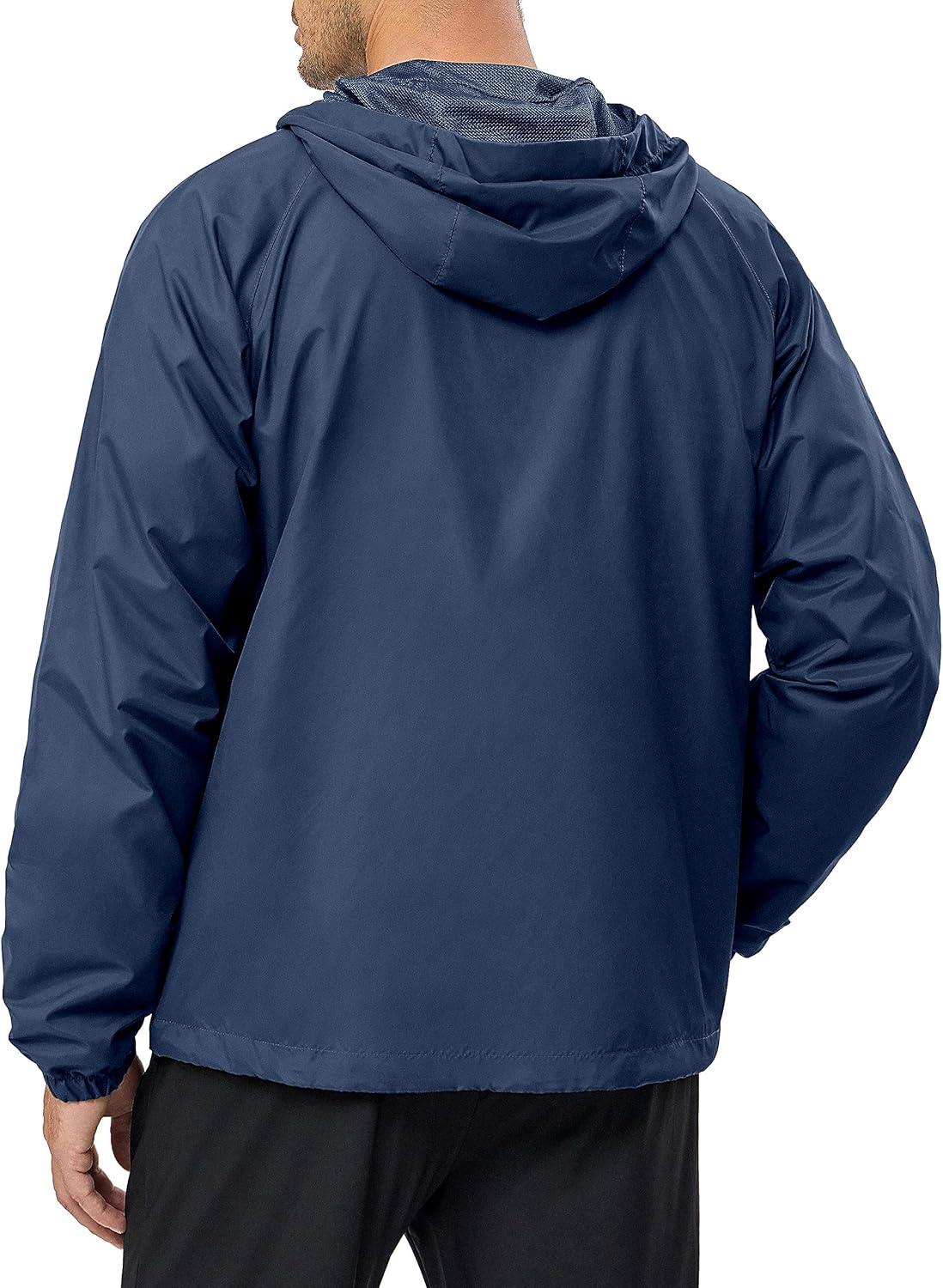imageLittle Donkey Andy Mens Lightweight Windbreaker Jacket Breathable Windproof Hooded Wind Coat Hiking Running Golf TravelDark Blue