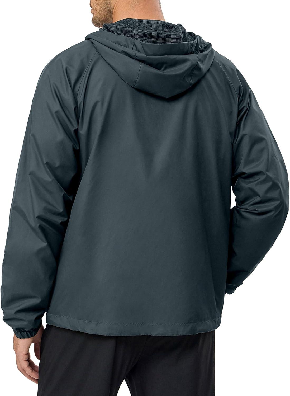 imageLittle Donkey Andy Mens Lightweight Windbreaker Jacket Breathable Windproof Hooded Wind Coat Hiking Running Golf TravelGrey