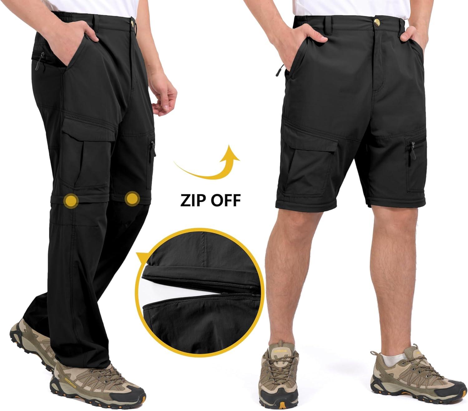 imageLittle Donkey Andy Mens Outdoor Sports Two Section Trousers Mountaineering Hiking HikingOne Zipoff Black