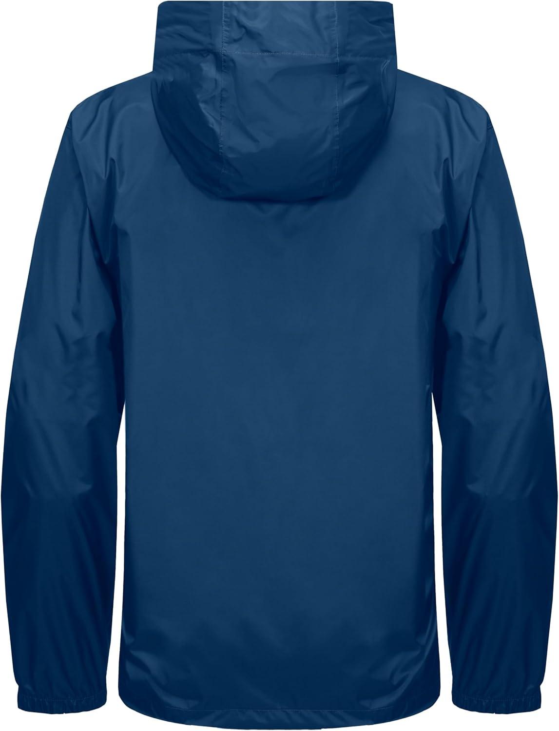 imageLittle Donkey Andy Mens Packable Rain Jacket Windbreaker Waterproof Lightweight Rain Coat with Hood for Golf Cycling HikingClassic Blue