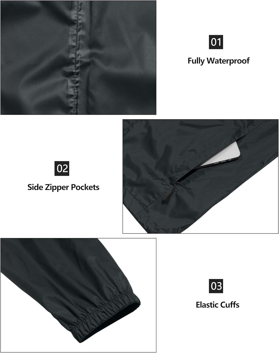 imageLittle Donkey Andy Mens Packable Rain Jacket Windbreaker Waterproof Lightweight Rain Coat with Hood for Golf Cycling HikingGray