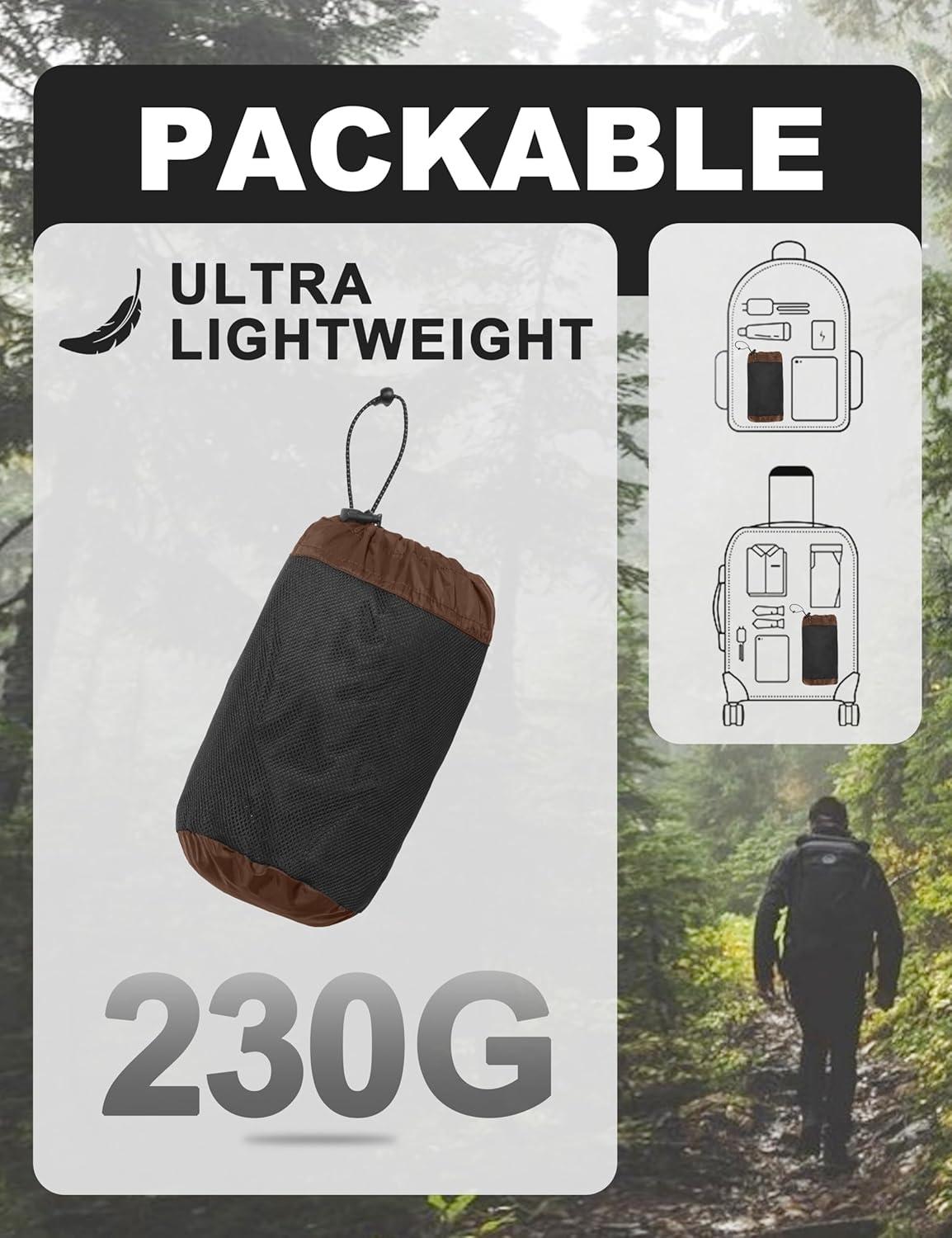 imageLittle Donkey Andy Mens Packable Rain Jacket Windbreaker Waterproof Lightweight Rain Coat with Hood for Golf Cycling HikingRustic Brown
