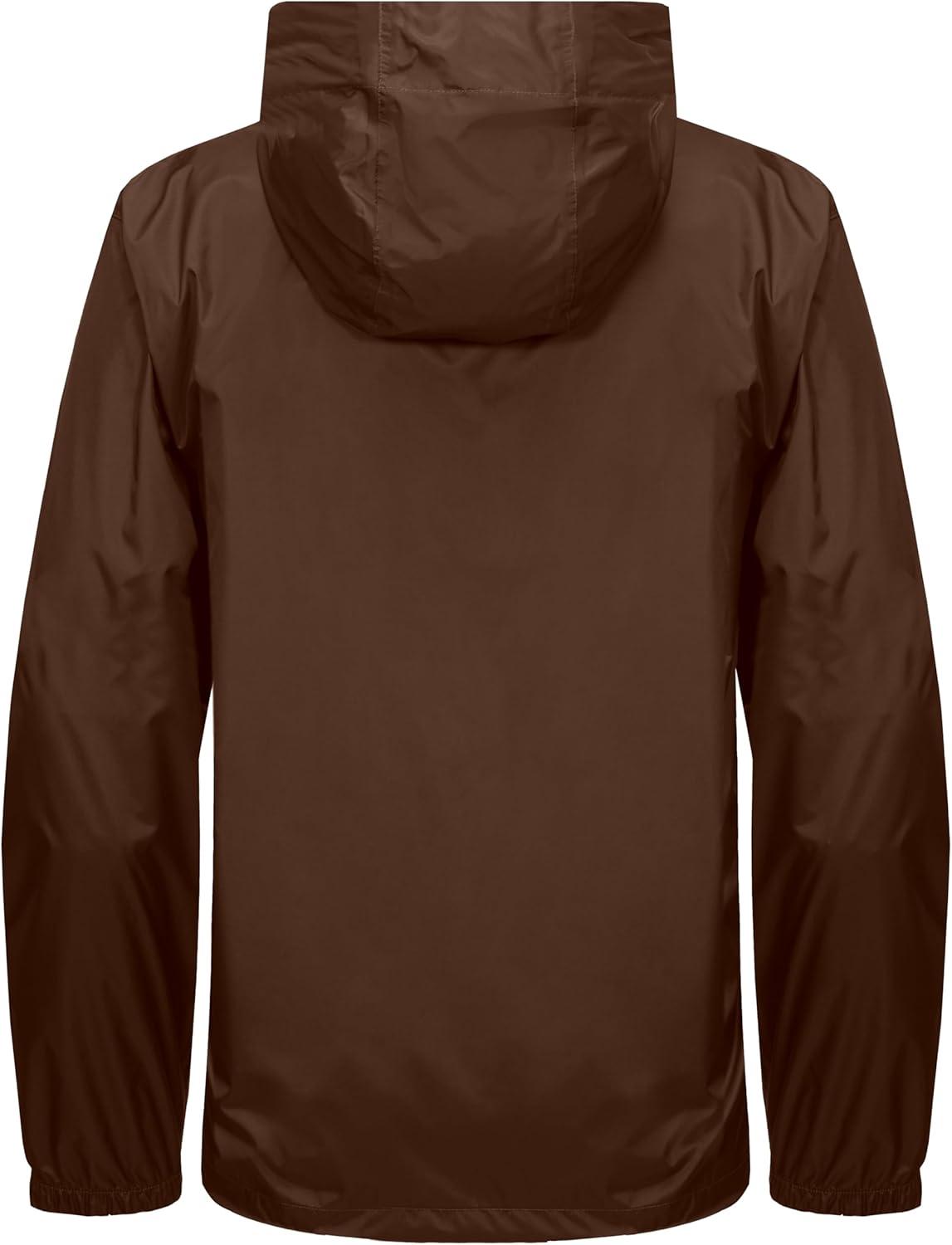 imageLittle Donkey Andy Mens Packable Rain Jacket Windbreaker Waterproof Lightweight Rain Coat with Hood for Golf Cycling HikingRustic Brown