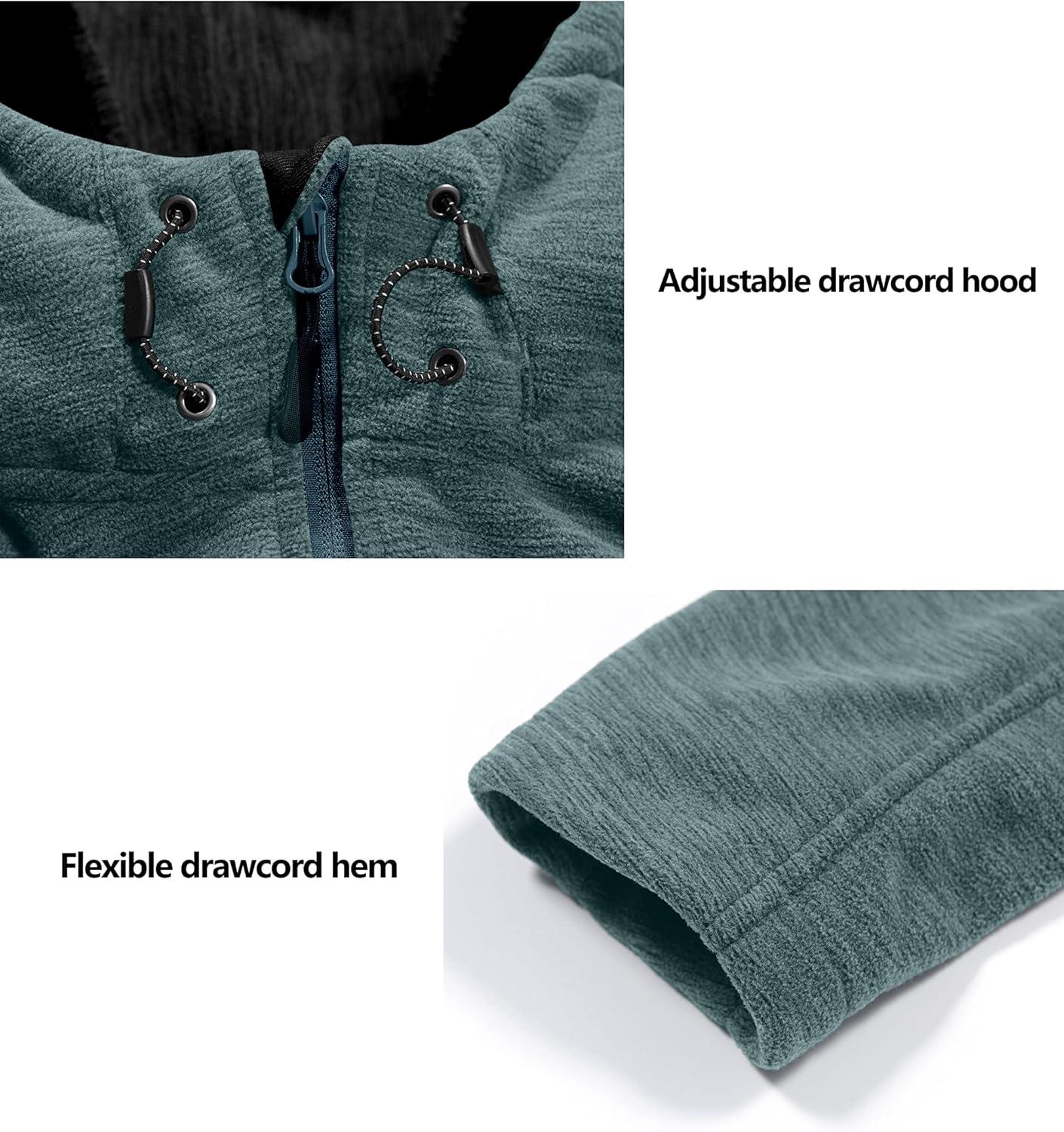 imageLittle Donkey Andy Mens Polar Warm Fleece Jackets for Hiking Travel Casual WinterMineral Blue Heather