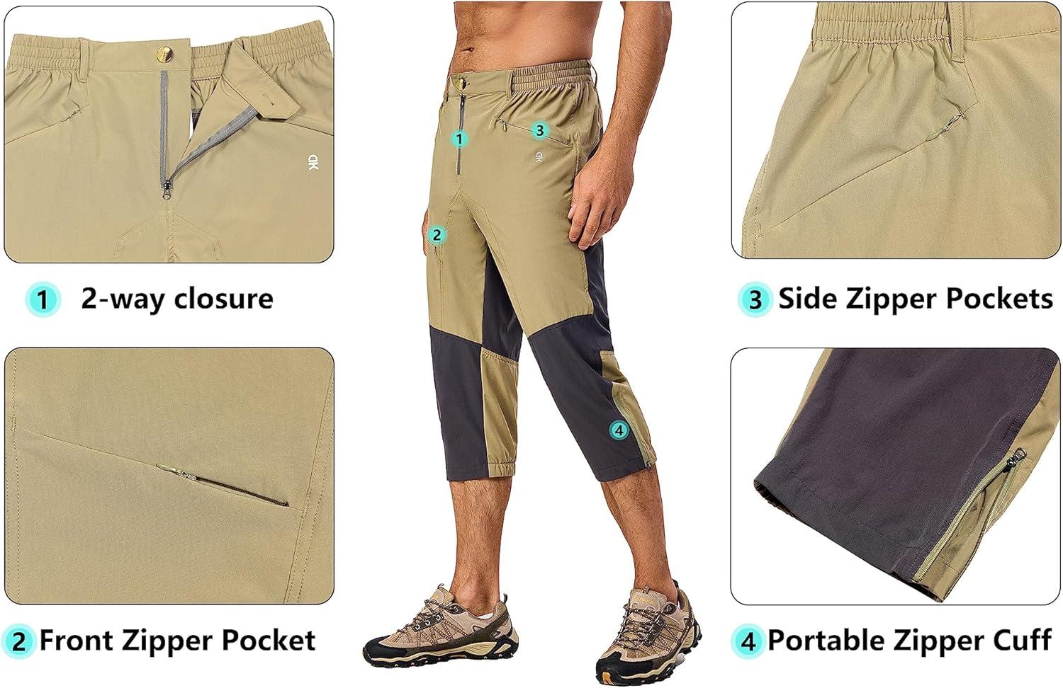 imageLittle Donkey Andy Mens Quick Dry 34 Pants Capri Shorts Lightweight Hiking Running Travel Casual