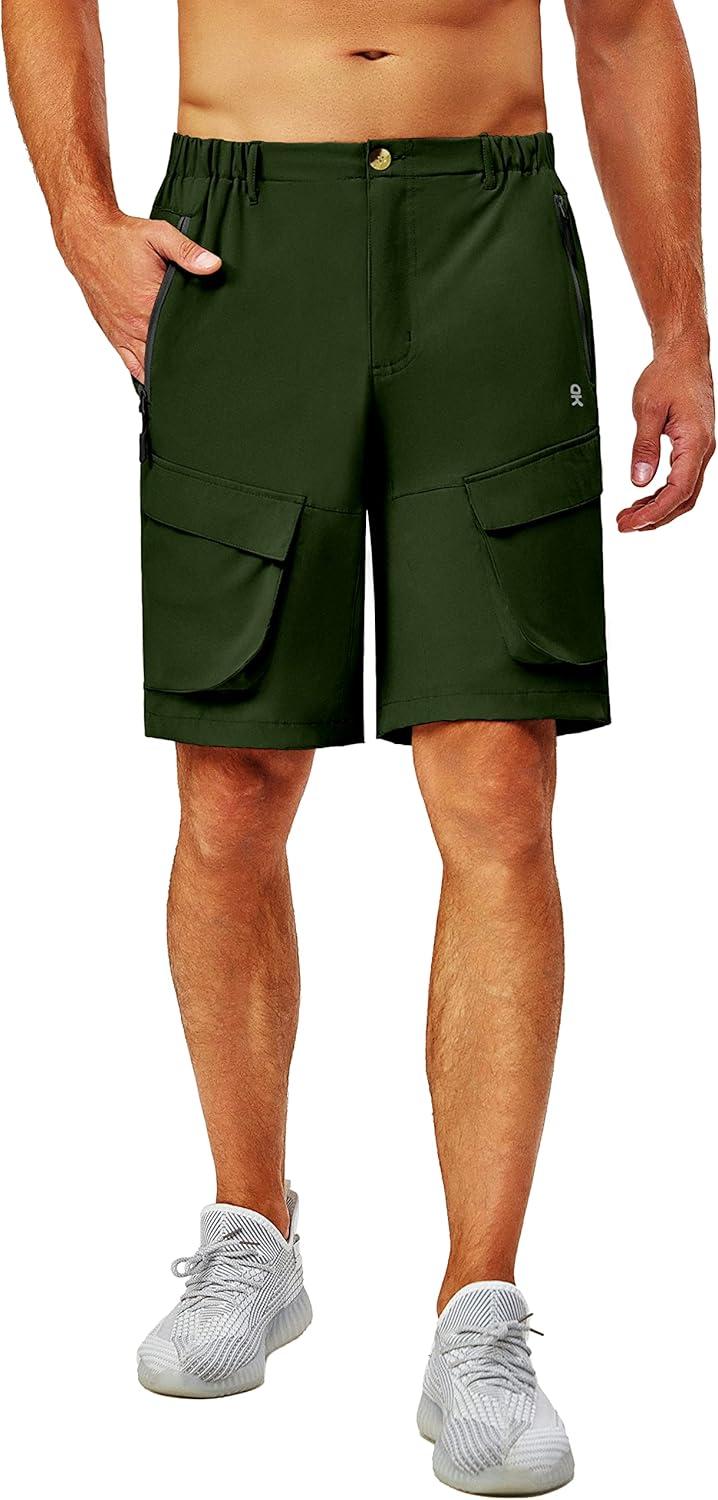 imageLittle Donkey Andy Mens Stretch Quick Dry Cargo Shorts for Hiking Camping Travel Army Green Size M
